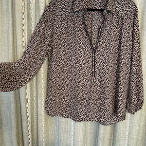 Black and Pink Patterned Women's Top